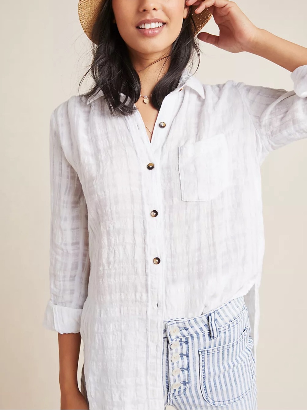 Anthropologie Pilcro and the letterpress Linen Shirt(size 12)